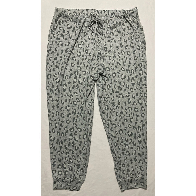 Jenni Ribbed Only Pajama Jogger Pants Tonal Leopard 2XL