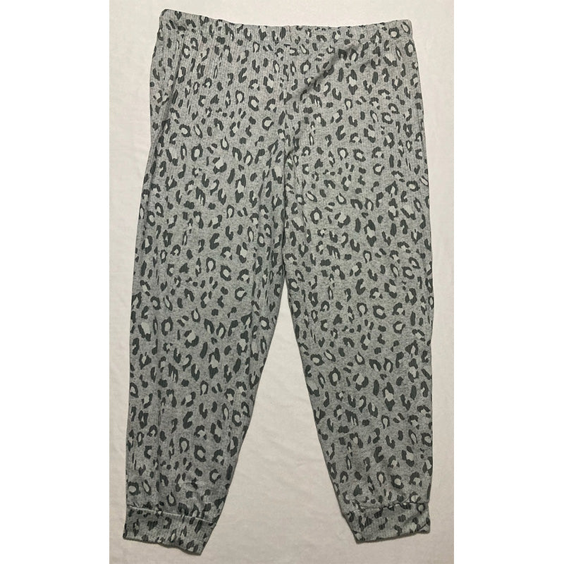 Jenni Ribbed Only Pajama Jogger Pants Tonal Leopard 2XL