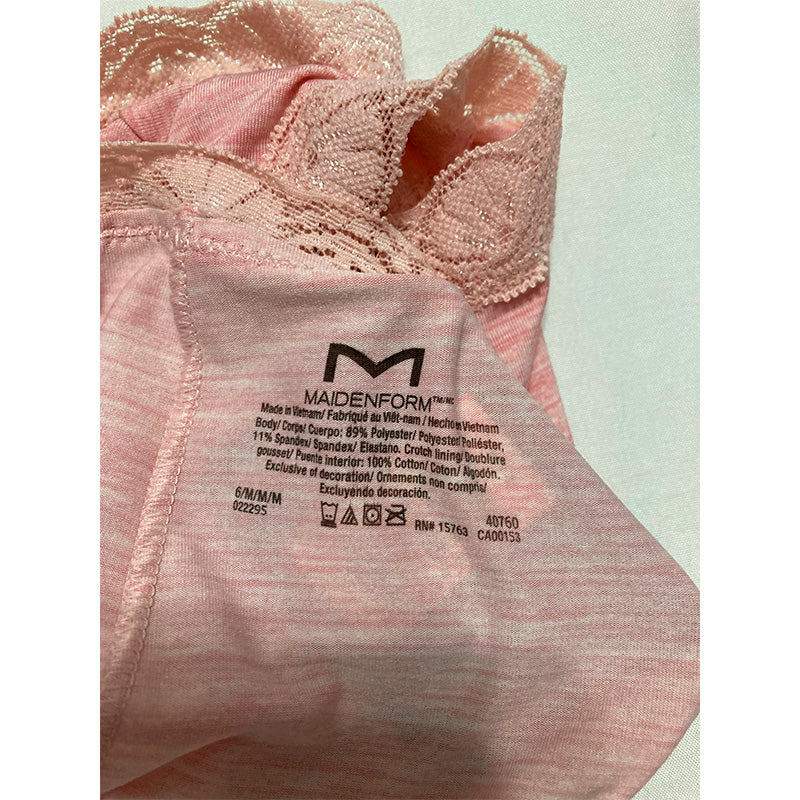 Maidenform Classics Microfiber and Lace Boyshort Panty Pink Heather Print 6
