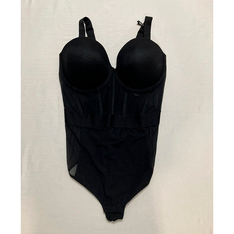 DKNY Women's Sheers Strapless Bodysuit, Black, 34D