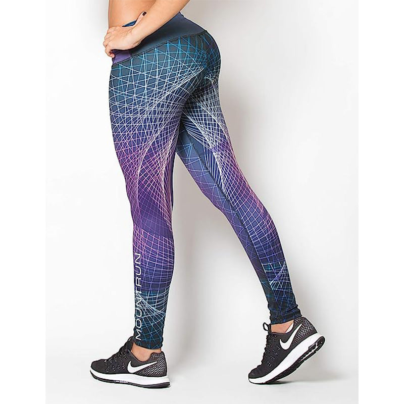 Mountrun Active Colombian Waisted High Compression Workout Shaping Leggings (Geometric)