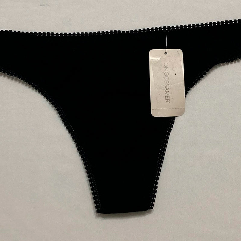 OnGossamer Cabana Cotton Hip Thong Panties Black M-L