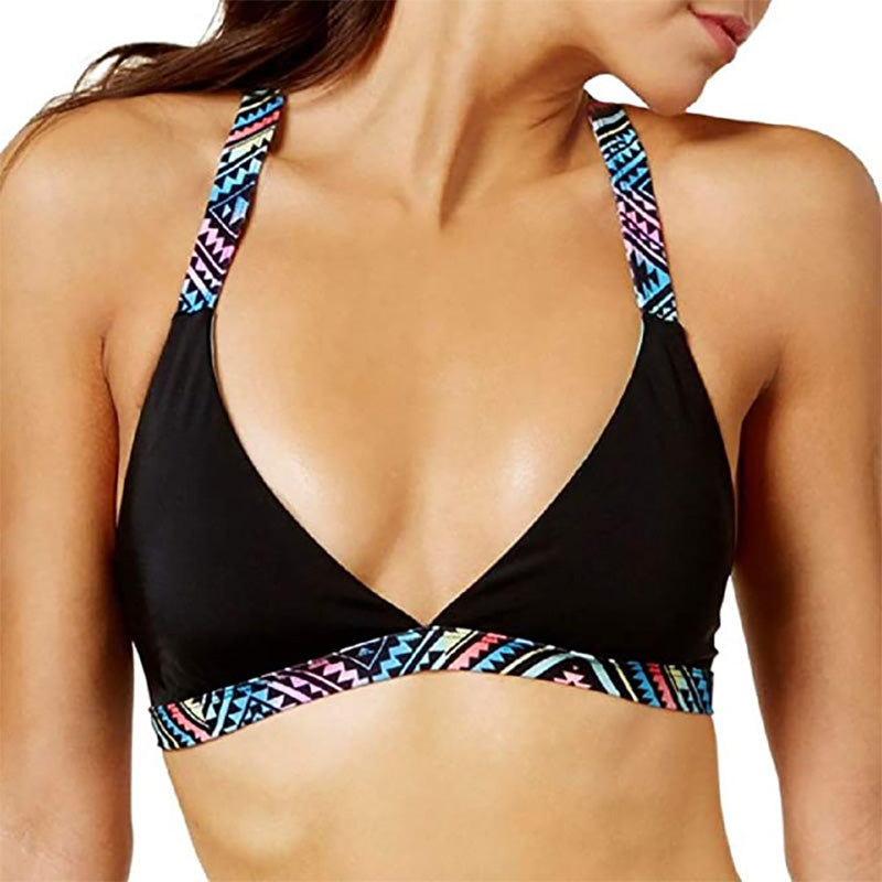 Sundazed Black Geo-Print Gia Strappy Bikini Top XL