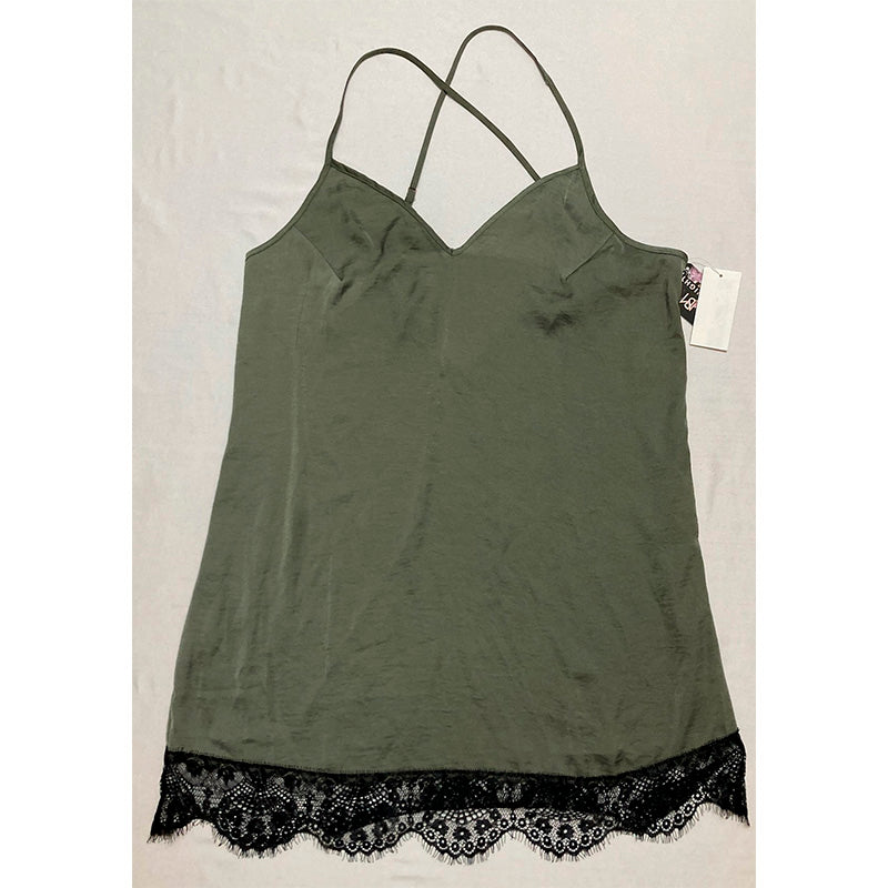 Midnight Bakery Astrid Lace Trim Satin Only Chemise Green M