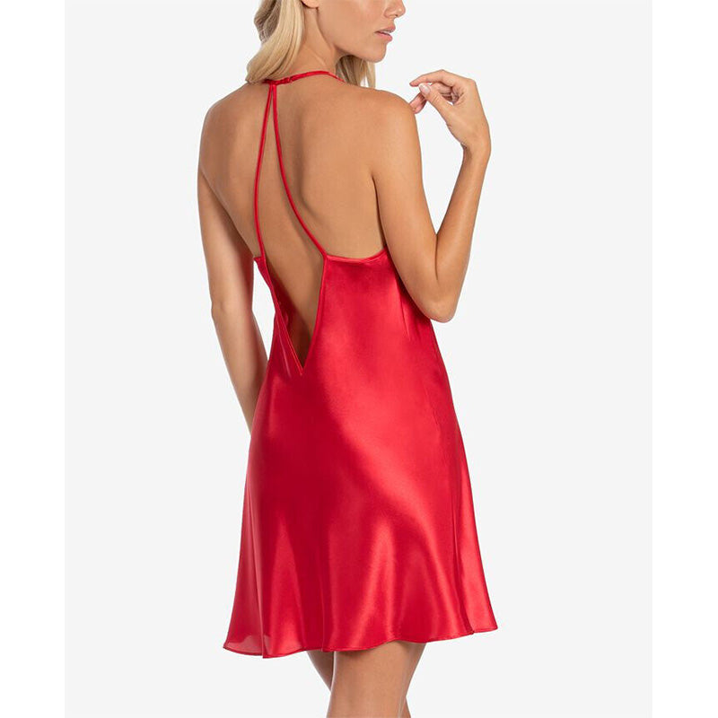 Linea Donatella Genevie Lace-Trim Chemise Red S
