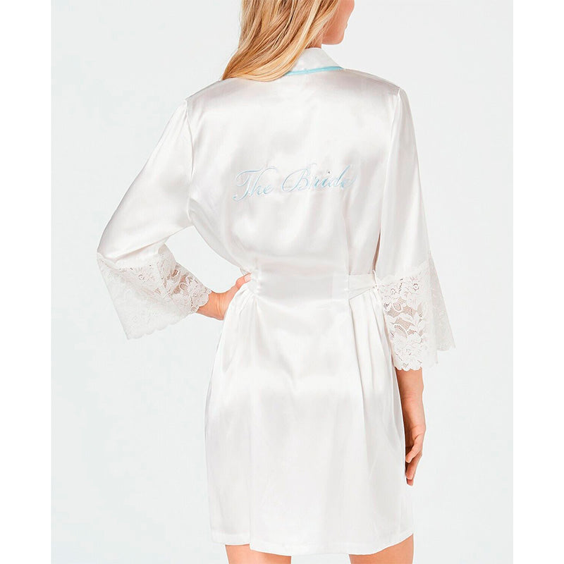 Linea Donatella The Bride Short Satin Wrap, Ivory/Blue, L/XL