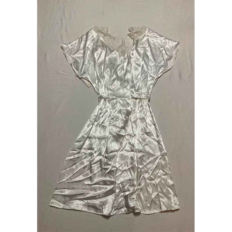 Linea Donatella Juliet Short Satin Robe, Ivory, S/M