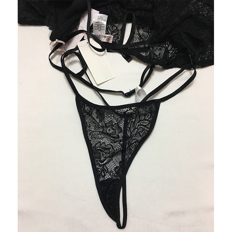 Linea Donatella Lace Babydoll 2pc Lingerie Set Black M