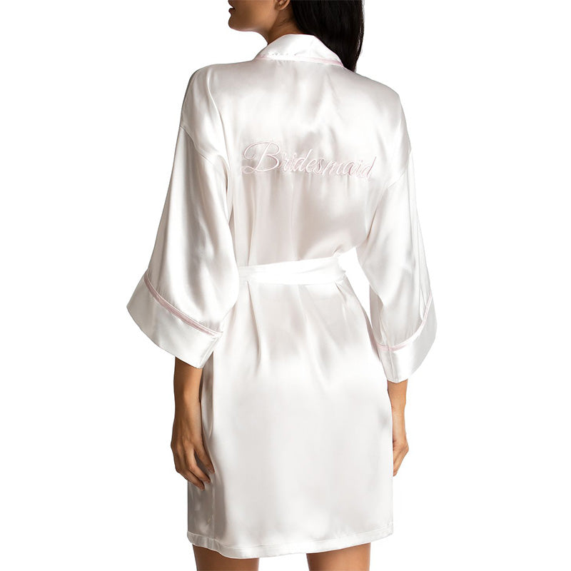 Linea Donatella Bridesmaid Satin Wrap Robe White L/XL