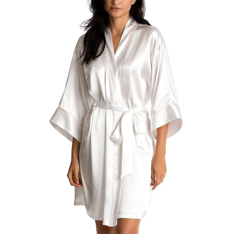 Linea Donatella Bridesmaid Satin Wrap Robe White L/XL
