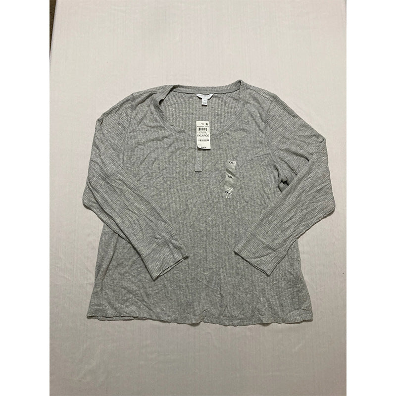 Charter Club Ribbed Henley Only Pajama Top Grey 2XL