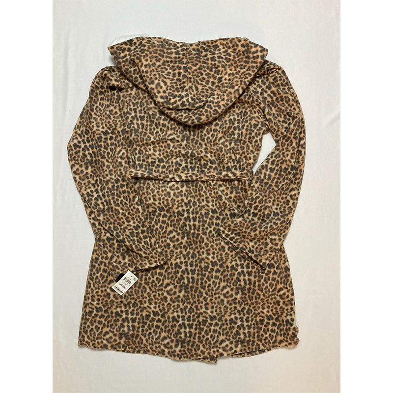 Jenni Hooded Short Cozy Robe Leo Khaki L