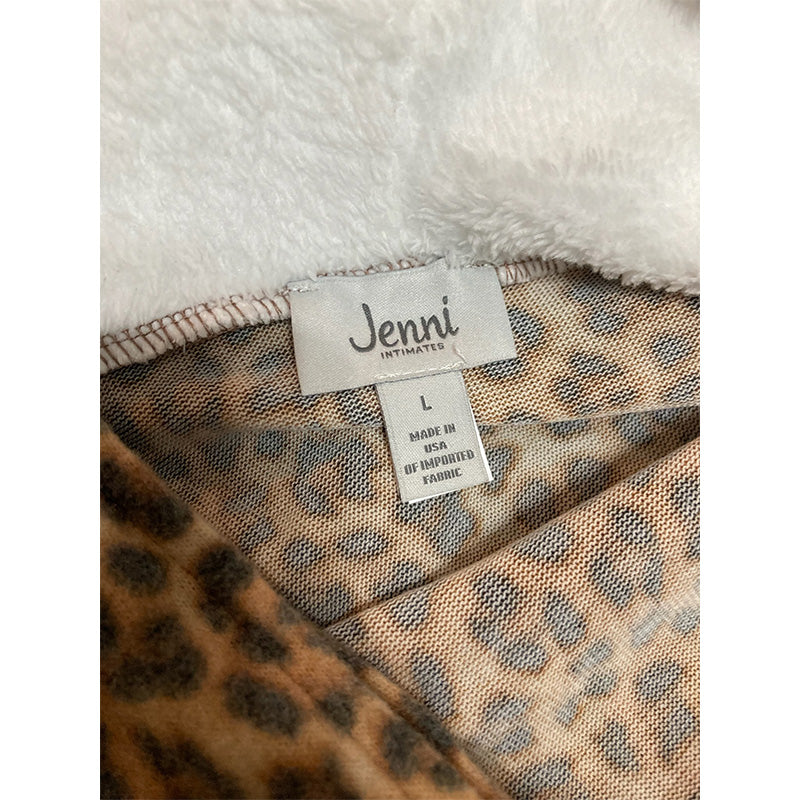 Jenni Hooded Short Cozy Robe Leo Khaki L