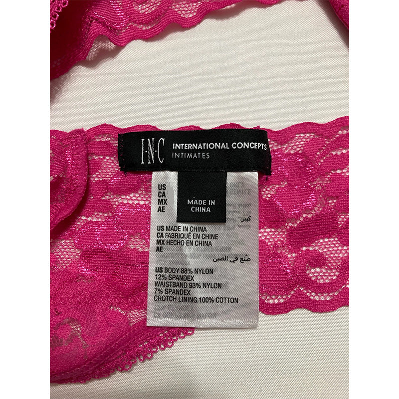 INC Lace-Trim Thong Underwear Divine Berry L