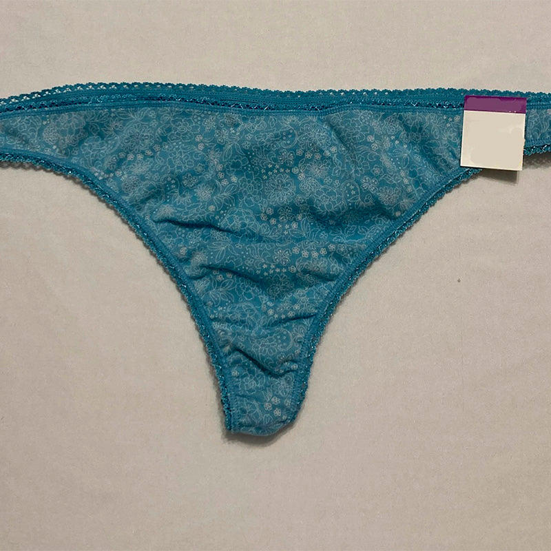 Charter Club Cotton Lace-Trim Thong Outline Floral 2XL
