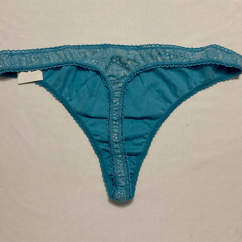Charter Club Cotton Lace-Trim Thong Outline Floral 2XL