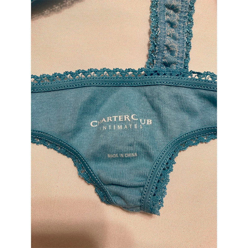 Charter Club Cotton Lace-Trim Thong Outline Floral 2XL