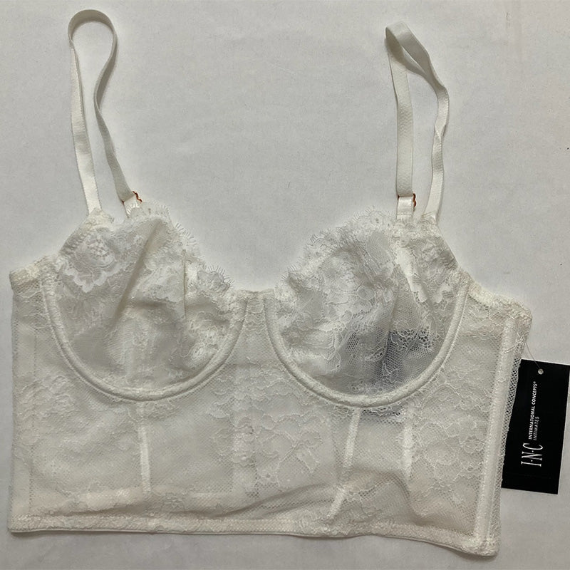 INC Lace Bustier Lingerie White S