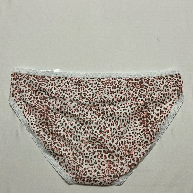Jenni Lace Trim Hipster Underwear Pink Leopard Print