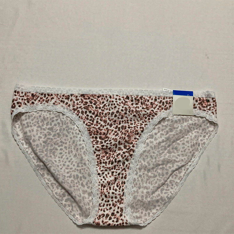 Jenni Lace Trim Hipster Underwear Pink Leopard Print
