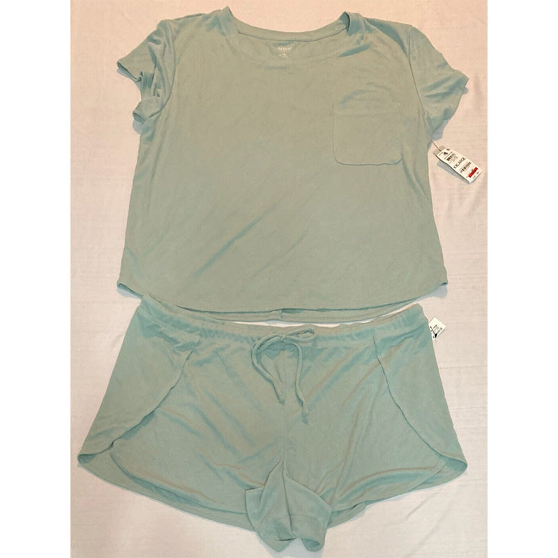 Alfani Pocket T-Shirt & Tulip-Hem Shorts Pajama Set Light Green 2XL