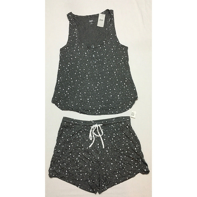 Jenni Printed Tank Top & Printed Pajama Shorts Gray M