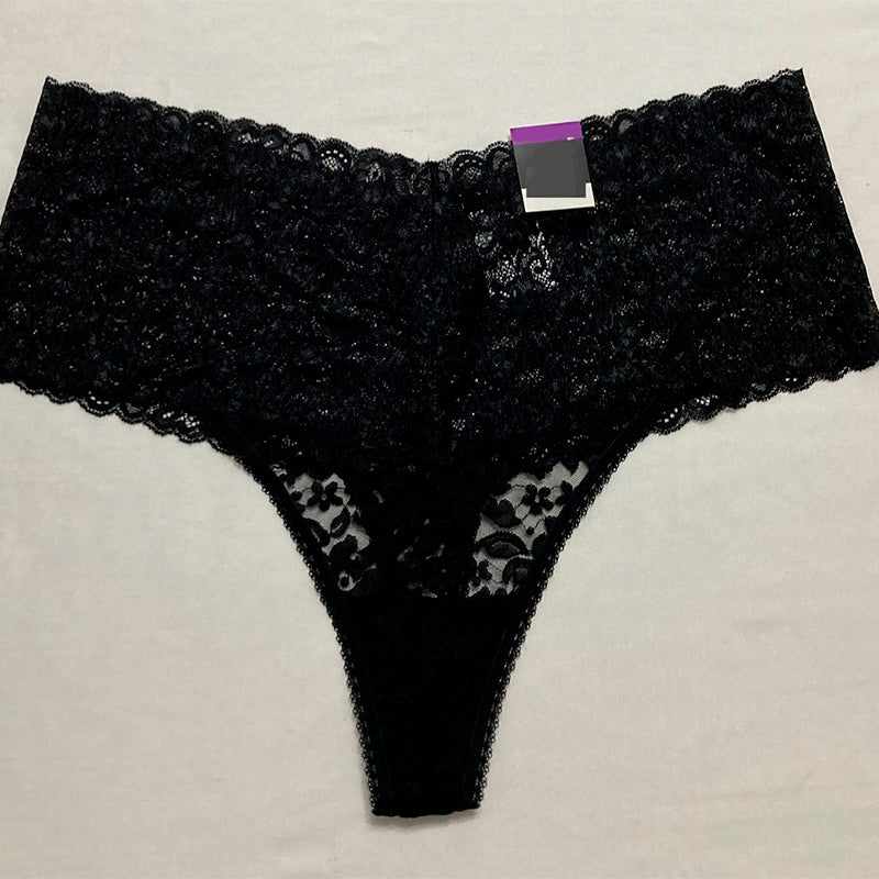 INC High Waist Lace Thong Black 2XL