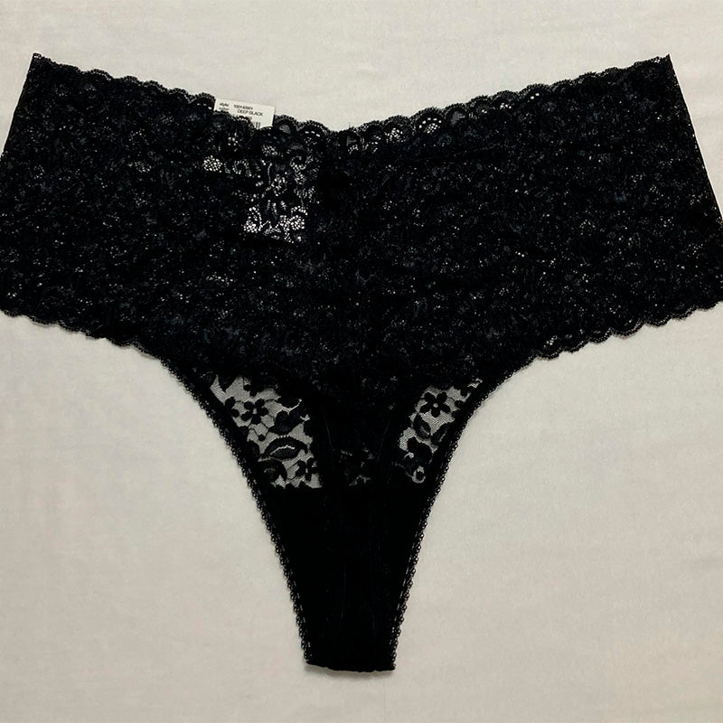 INC High Waist Lace Thong Black 2XL