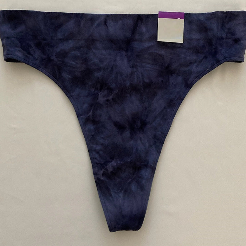 Jenni Seamless Ribbed Hi-Cut Thong Navy 2XL