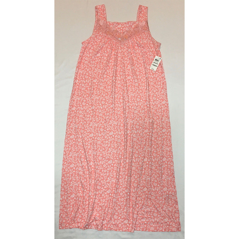 Charter Club Sleeveless Lace-Trim Long Nightgown Pink M