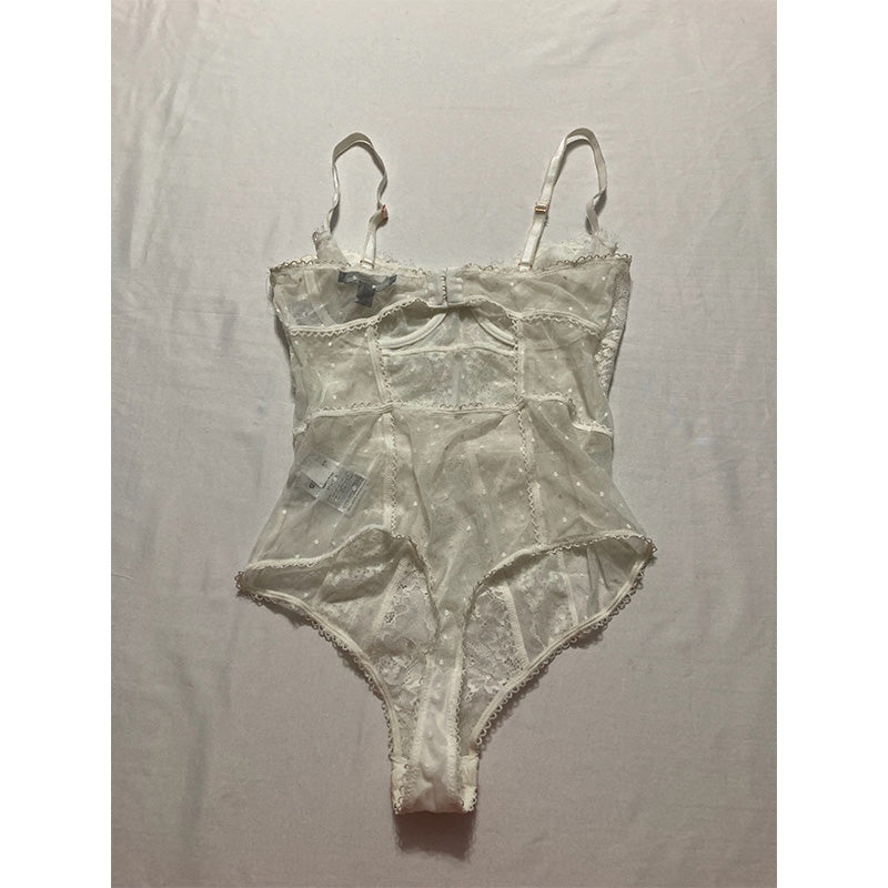 Inc International Concepts Bridal Lace Lingerie Bodysuit White M