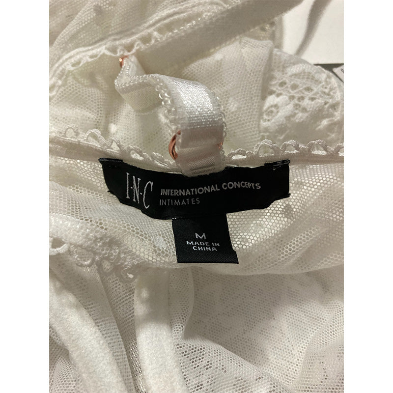 INC Bridal Lace Lingerie Bodysuit White M