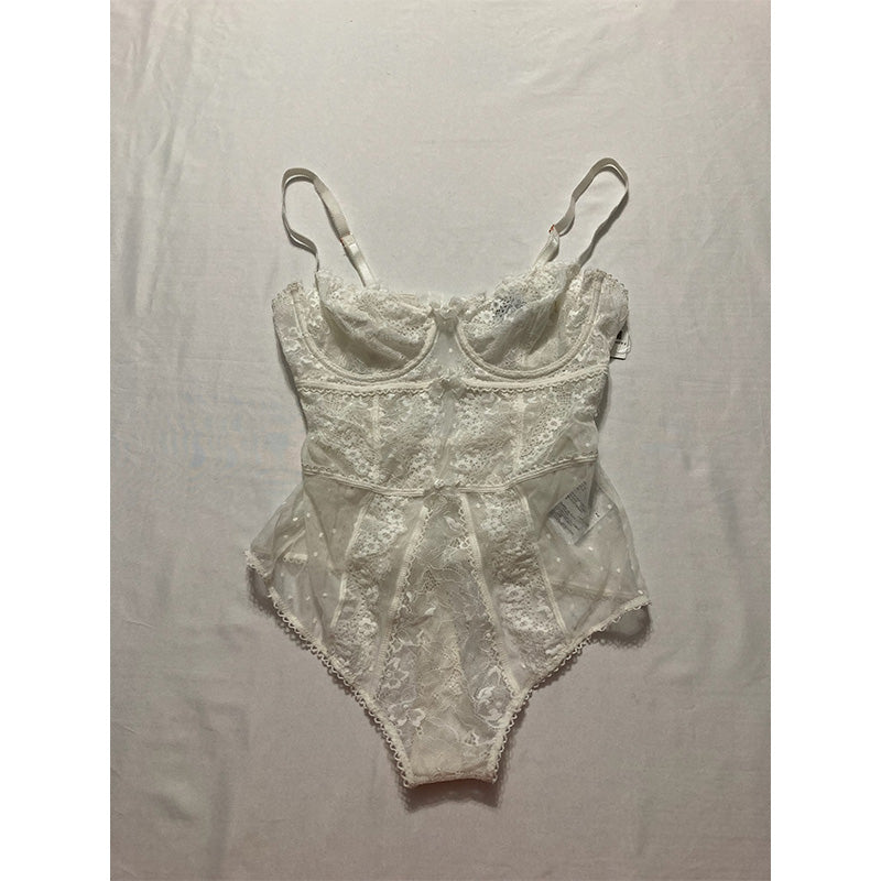 Inc International Concepts Bridal Lace Lingerie Bodysuit White M