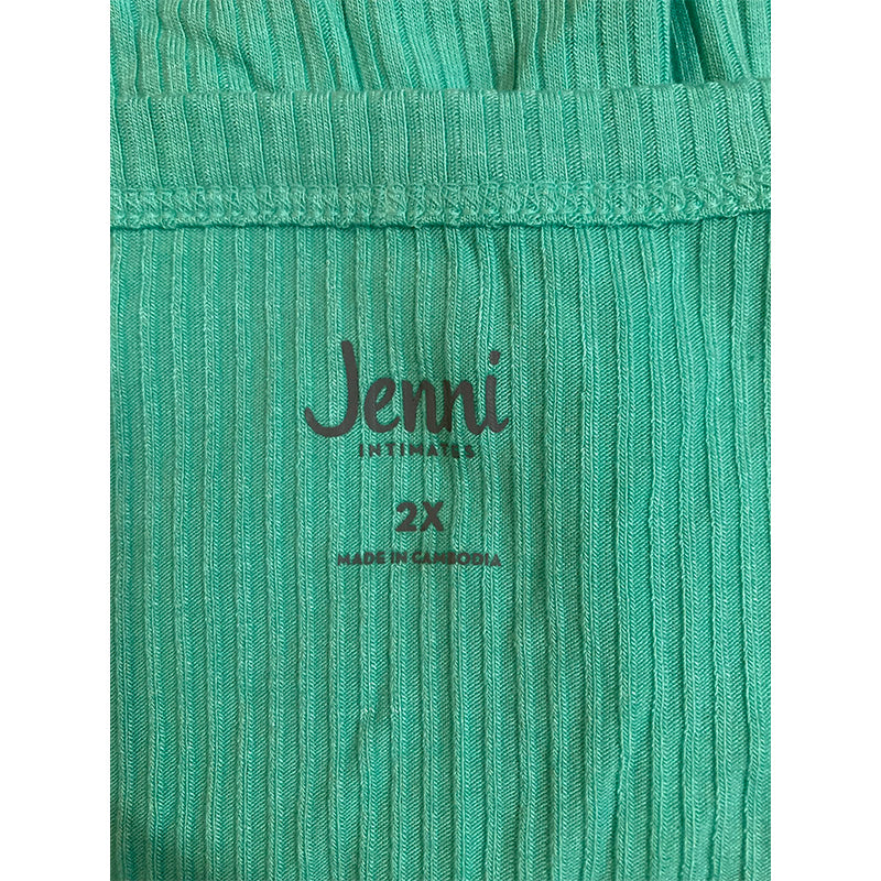Jenni Lettuce-Edge Ribbed Sleep Only T-Shirt Aqua 2X