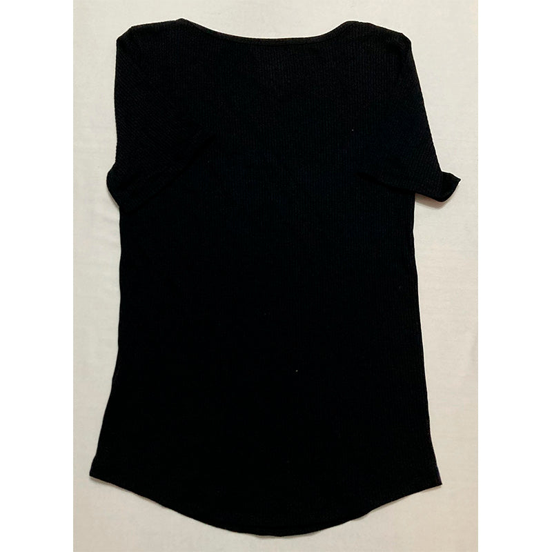 Jenni Ribbed Only Pajama Short-Sleeve Shirt Black S