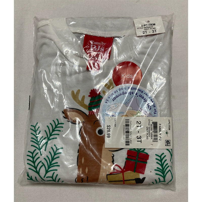 Family Pj Matching Kid's Lil Deer Mix It Set Grey Plaid 2T-3T