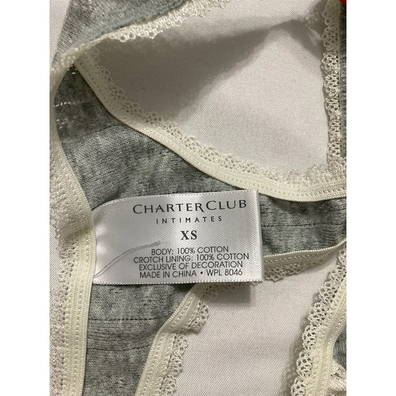 Charter Club Cotton Pointelle Bikini Underwear Grey XS