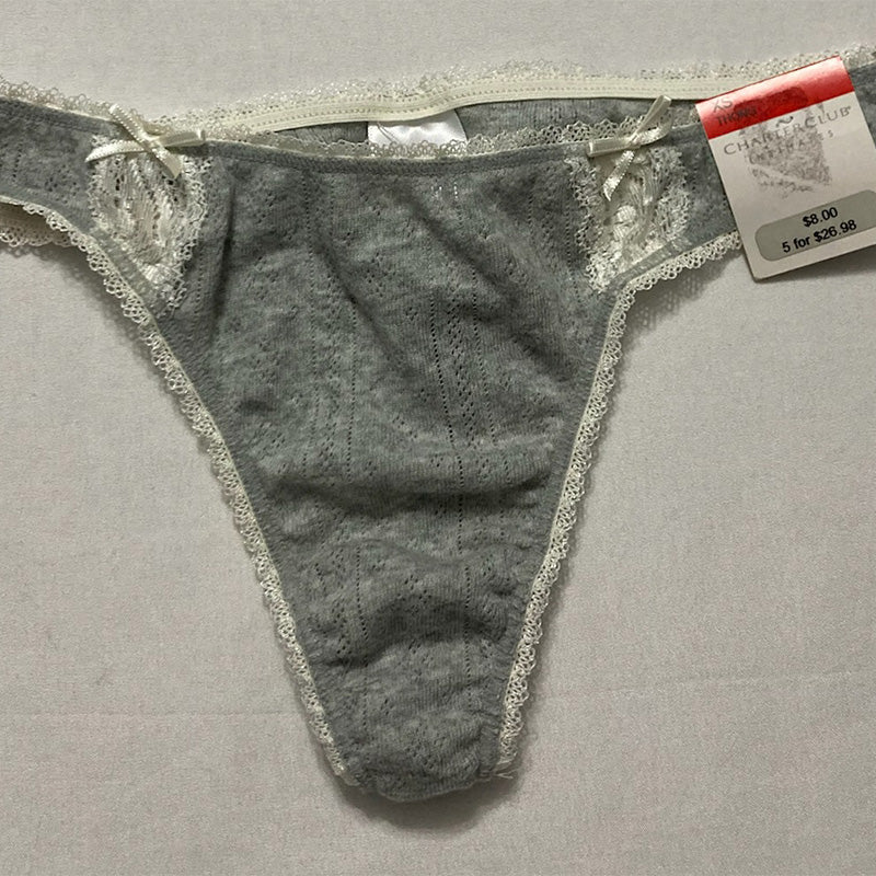 Charter Club Cotton Pointelle Bikini Underwear Grey XS