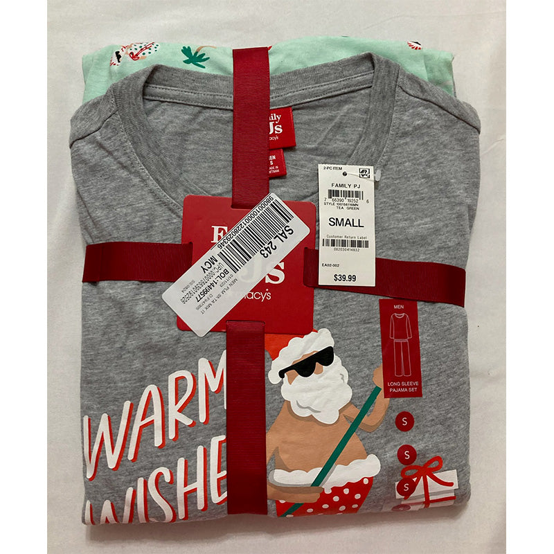 Family Pajamas Matching Men's Tropical Santa Mix Pajama Set Grey S
