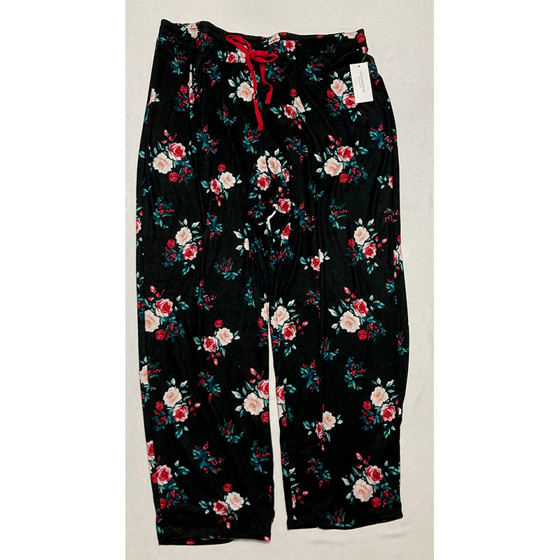 Charter Club Butter Soft Printed Only Pajama Pants Black Winter Floral M