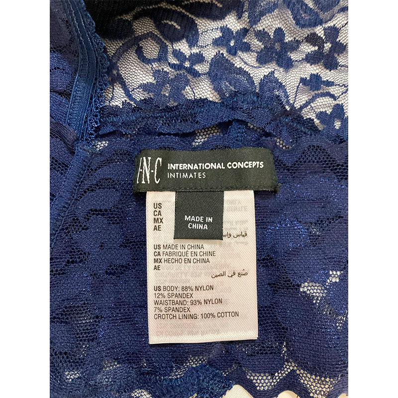 INC Plus Size Lace Thong Underwear Lingerie Navy Sea S