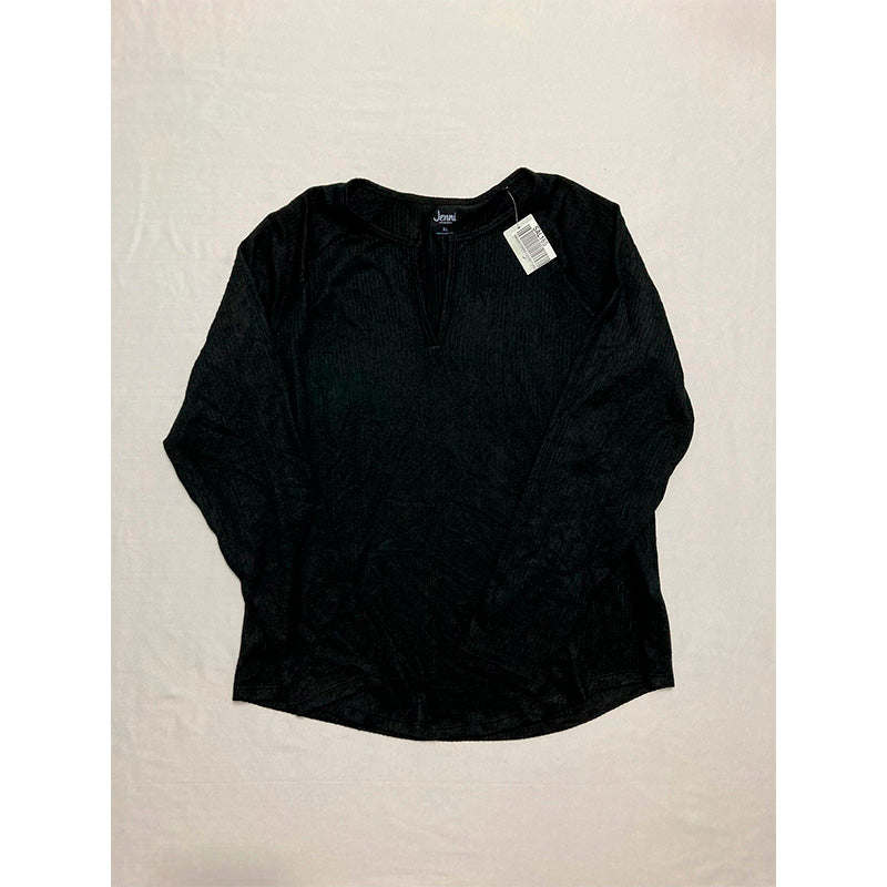 Jenni Women's Split-Neck Only Pajama Top Black XL