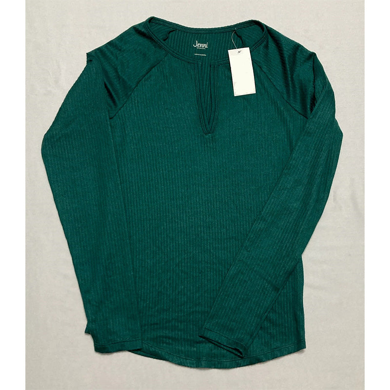 Jenni Split-Neck Only Pajama Top June Bug Dark Green XS