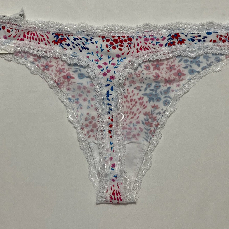 AQUA Intimates Lace Trim Thong L