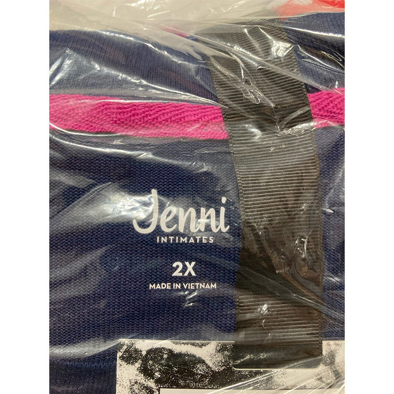 Jenni Long Sleeve Mix It Packaged Pajama Set Navy 2X