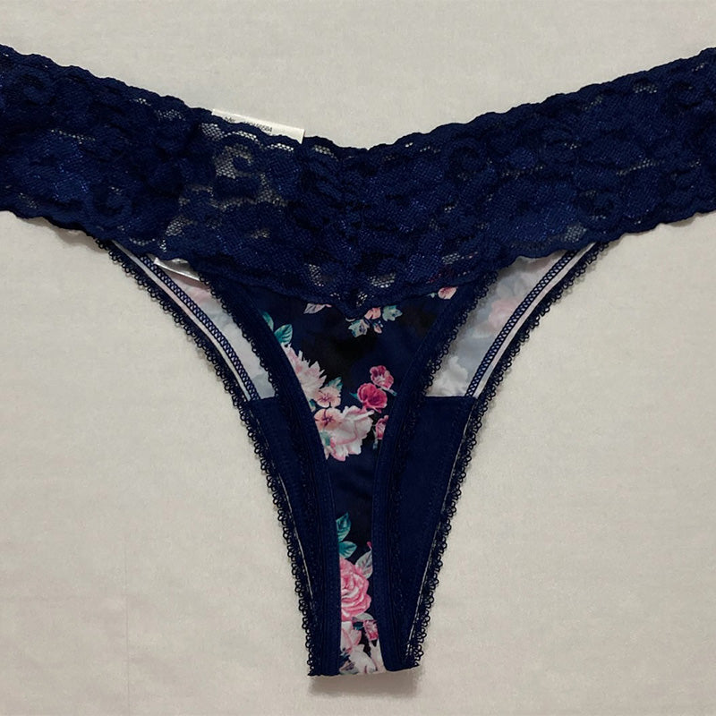 INC Lace-Trim Thong Underwear Multicolor S