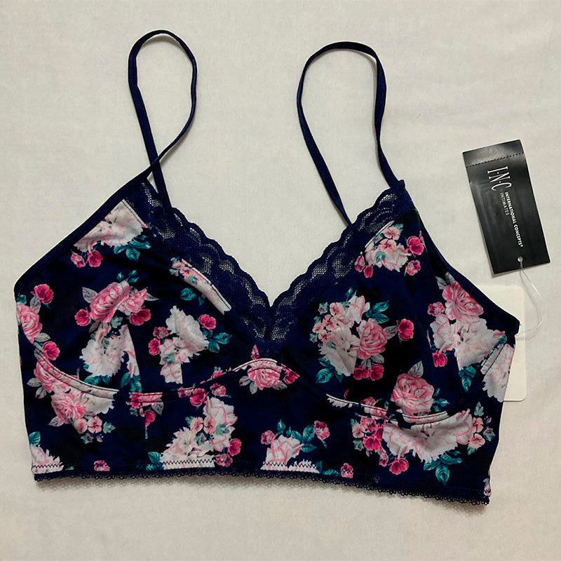 INC Lace-Trim Bralette Floral M