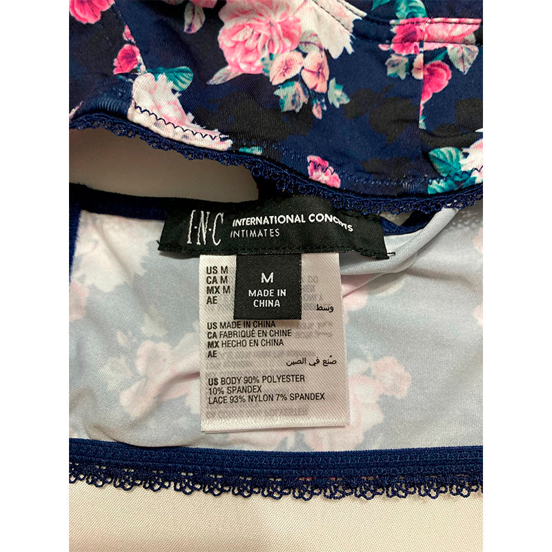 INC Lace-Trim Bralette Floral M