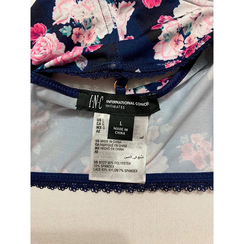 INC Lace-Trim Bralette Bouquet Floral L