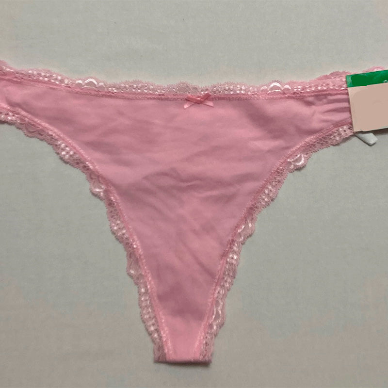 Aqua Lace Trim Thong Blush L